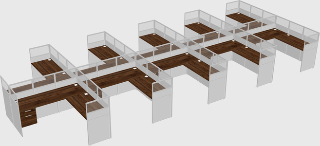 Shared l-shaped cubicle