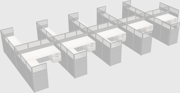 Shared l-shaped cubicle