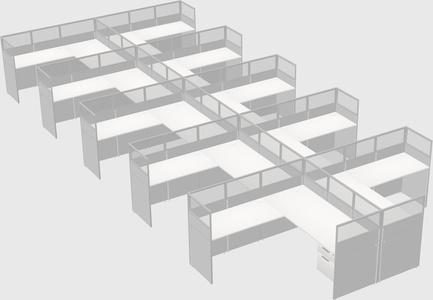 Shared l-shaped cubicle
