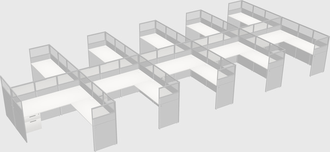 Shared l-shaped cubicle