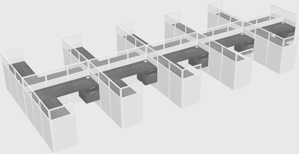 Shared l-shaped cubicle
