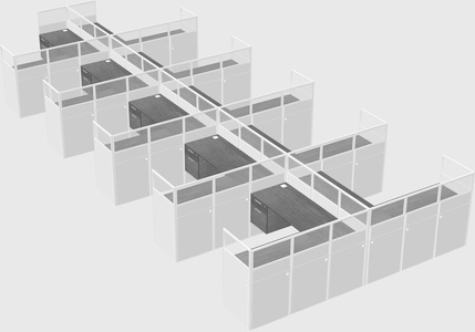 Shared l-shaped cubicle