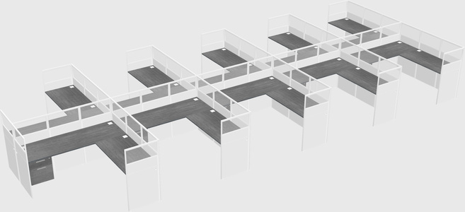 Shared l-shaped cubicle