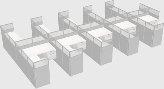Shared l-shaped cubicle