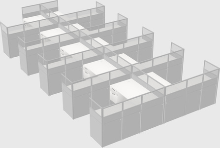 Shared l-shaped cubicle