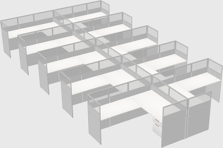 Shared l-shaped cubicle