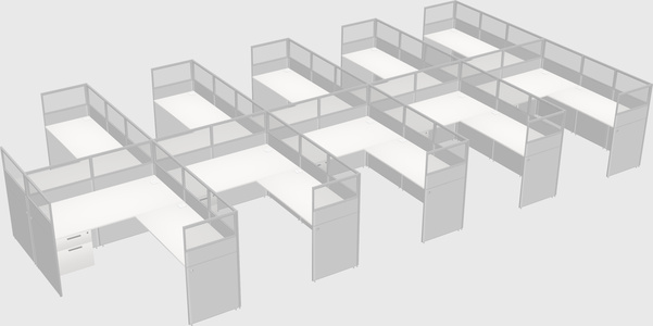 Shared l-shaped cubicle