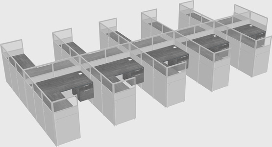 Shared l-shaped cubicle