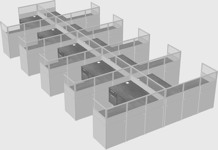Shared l-shaped cubicle