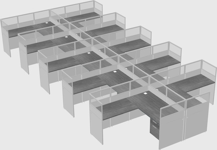 Shared l-shaped cubicle