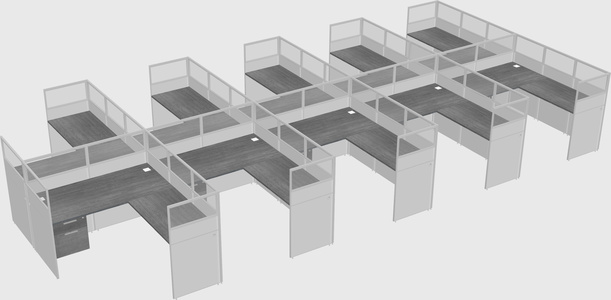 Shared l-shaped cubicle