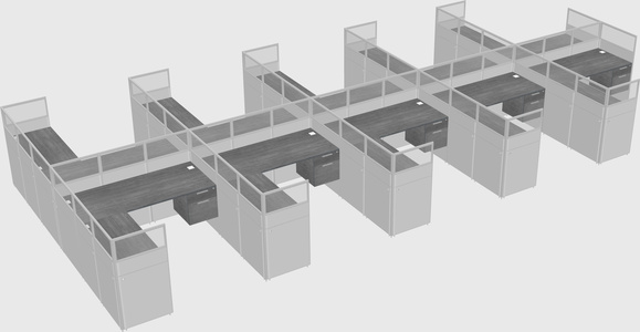 Shared l-shaped cubicle