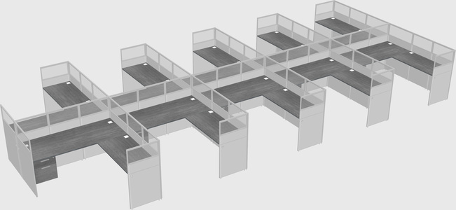 Shared l-shaped cubicle