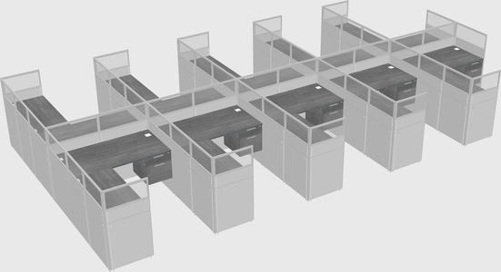 Shared l-shaped cubicle