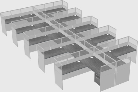 Shared l-shaped cubicle