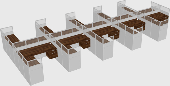 Shared l-shaped cubicle