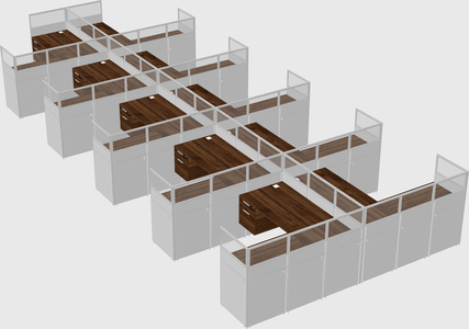 Shared l-shaped cubicle