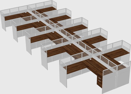 Shared l-shaped cubicle