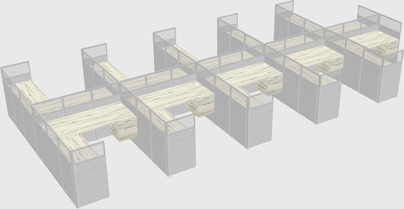 Shared l-shaped cubicle