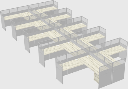 Shared l-shaped cubicle