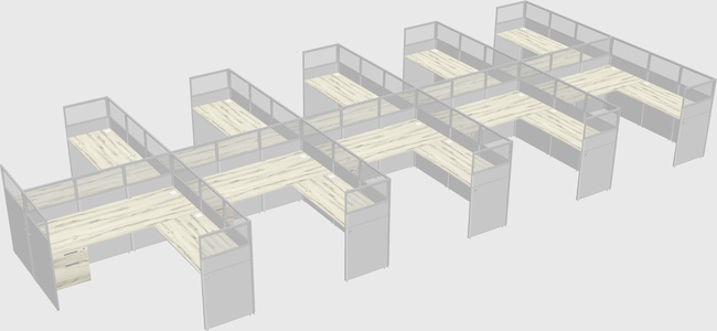 Shared l-shaped cubicle
