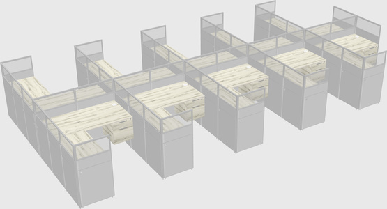 Shared l-shaped cubicle