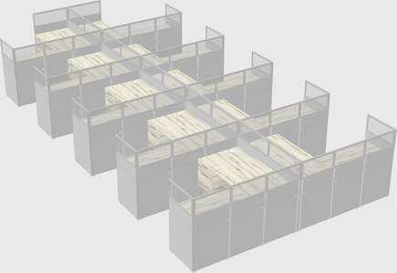 Shared l-shaped cubicle