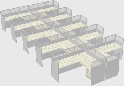 Shared l-shaped cubicle