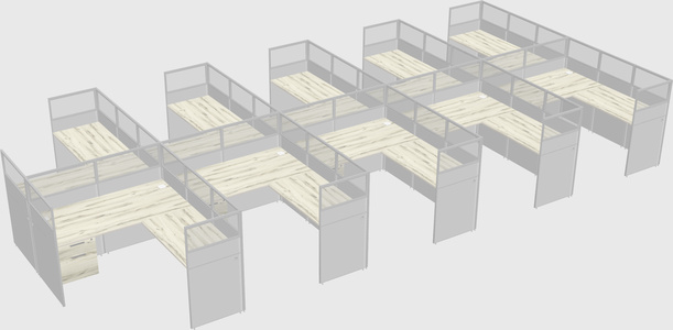 Shared l-shaped cubicle