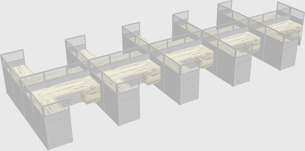 Shared l-shaped cubicle