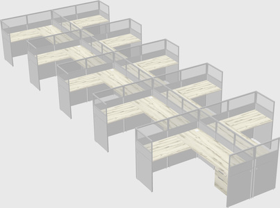 Shared l-shaped cubicle
