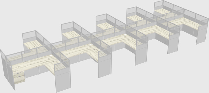 Shared l-shaped cubicle