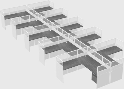 Shared l-shaped cubicle