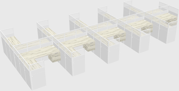 Shared l-shaped cubicle