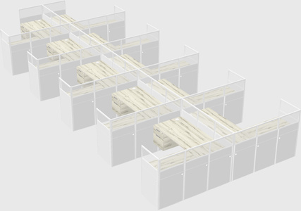 Shared l-shaped cubicle