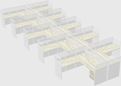 Shared l-shaped cubicle
