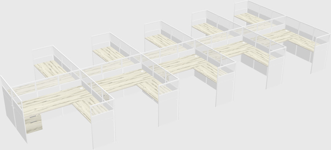 Shared l-shaped cubicle