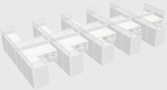 Shared l-shaped cubicle