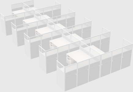 Shared l-shaped cubicle