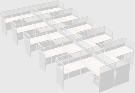 Shared l-shaped cubicle