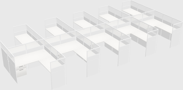 Shared l-shaped cubicle