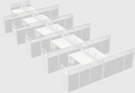 Shared l-shaped cubicle