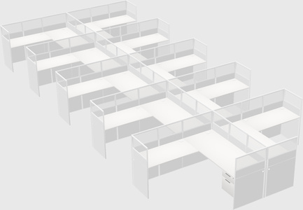 Shared l-shaped cubicle
