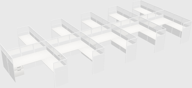 Shared l-shaped cubicle