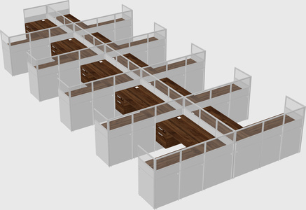 Shared l-shaped cubicle
