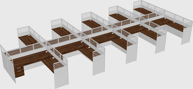 Shared l-shaped cubicle