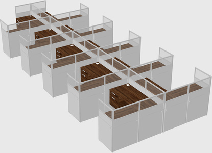 Shared l-shaped cubicle