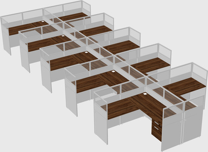 Shared l-shaped cubicle