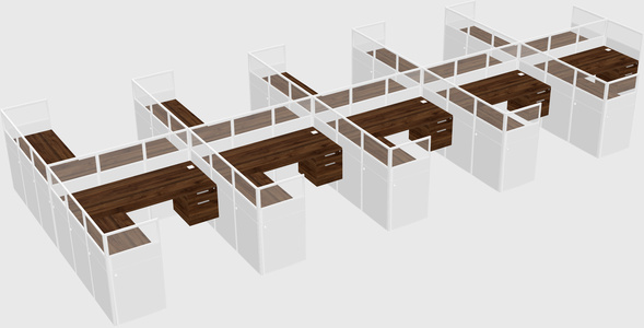 Shared l-shaped cubicle