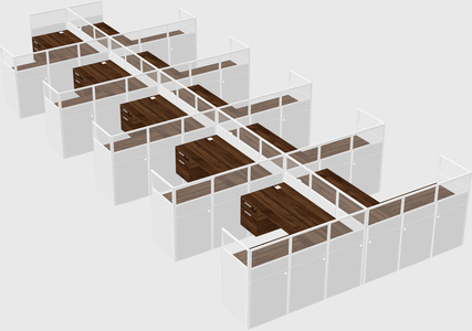 Shared l-shaped cubicle